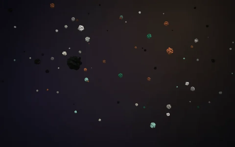 Frame from the Tarzzo process visualization: material fragments at the start of the terrazzo journey.